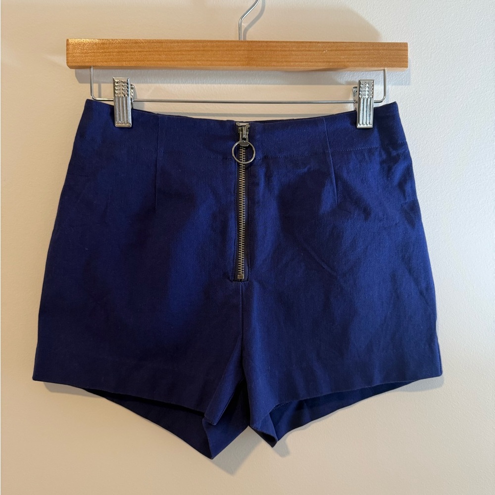 Maeve Blue Zipper Shorts